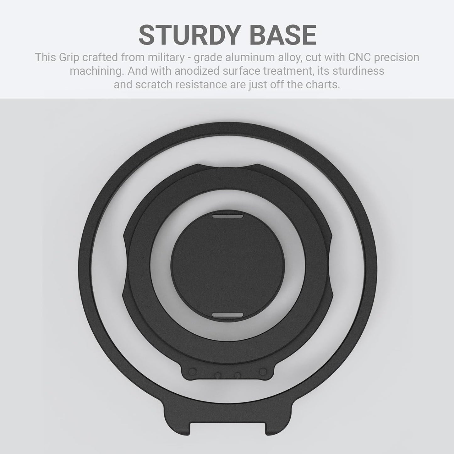 Grat 3 Upgraded Magnetic Phone Grip Stand, 360° Rotatable Silicone Strap Phone Loop Holder, Detachable Ring Kickstand Compatible with Magsafe iPhone 16 15 14 13 12 Pro/max, Black