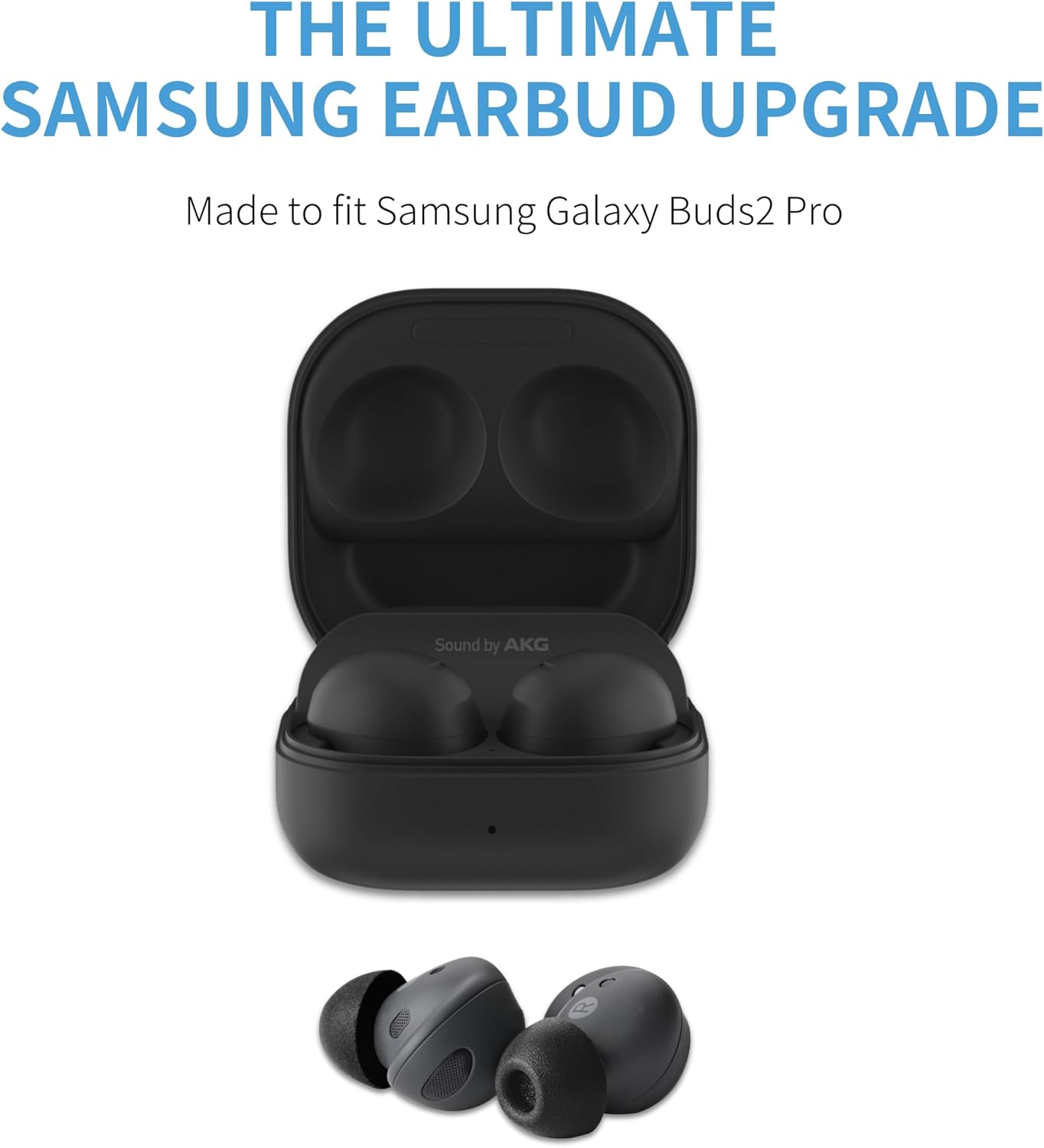 Comply TrueGrip | Premium Memory Foam Replacement Earbud Tips for Samsung Galaxy Buds2 Pro | Enhanced Comfort, Secure Fit, Superior Noise Isolation, Cleaning Tool | Black, Medium (3 Pairs)