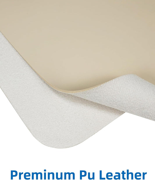AFIING Leather Desk Pad Protector, Mouse Pad, Office Desk Mat, Non-Slip PU Leather Desk Blotter, Large Desk Mat, Waterproof Keyboard Mat for Office/Home/Decor (Beige, 48" x 17")