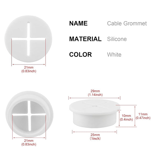 Desk Grommet,1 Inch Flexible Rubber Grommets, Silicone Cable Cord Grommet Wire Hole Cover for Desk, Table and Other Furnitures(12Pack)