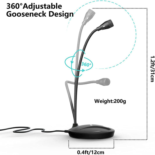 JOUNIVO USB Microphone for Computer, PC/Laptop Mic, Mute Button with LED Indicator, 360 Degree Gooseneck Design, Desktop Microphone for Streaming, Recording, Dictation, Podcasting, YouTube, JV610