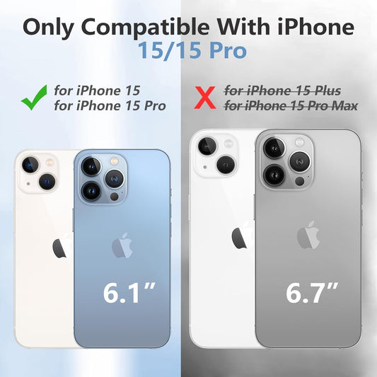 Battery Case for iPhone 15/15 Pro, Charging Case with Stand 7000mAh Rechargeable Ultra-Slim Anti-Fall Protection Extended Battery Pack Charger Cover for iPhone 15/15 Pro Battery Case 6.1" Black