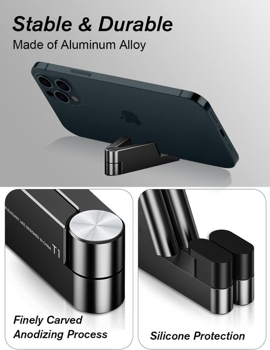 MONEER Cell Phone Stand, Phone Stand for Desk, Foldable & Portable iPhone Stand, Cell Phone Holder Desk Compatible with All Mobile Phone, iPhone, iPad mini, Tablet 4-10.5" (Black)