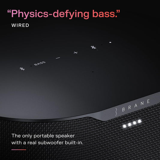 Brane Audio Brane X Smart Speaker, Portable Wireless Bluetooth Speaker, Internal RAD Subwoofer, 12 Hrs Playback, Waterproof IP57