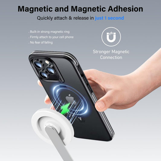 PHOPIK 35" Magnetic Selfie Stick Phone Tripod, Extendable Phone Tripod with Cold Shoe and Remote,Compatible with iPhone/Android/Sport Camera Perfect for Video Recording/Selfies/Insta360 x5(White)