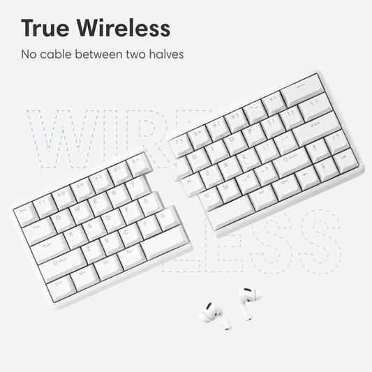 Wireless Ergonomic Split Mechanical Keyboard - Linear, Hot-Swappable, Compact 60% Layout, Programmable for Mac & Windows, PBT Keycaps(Standard Version)
