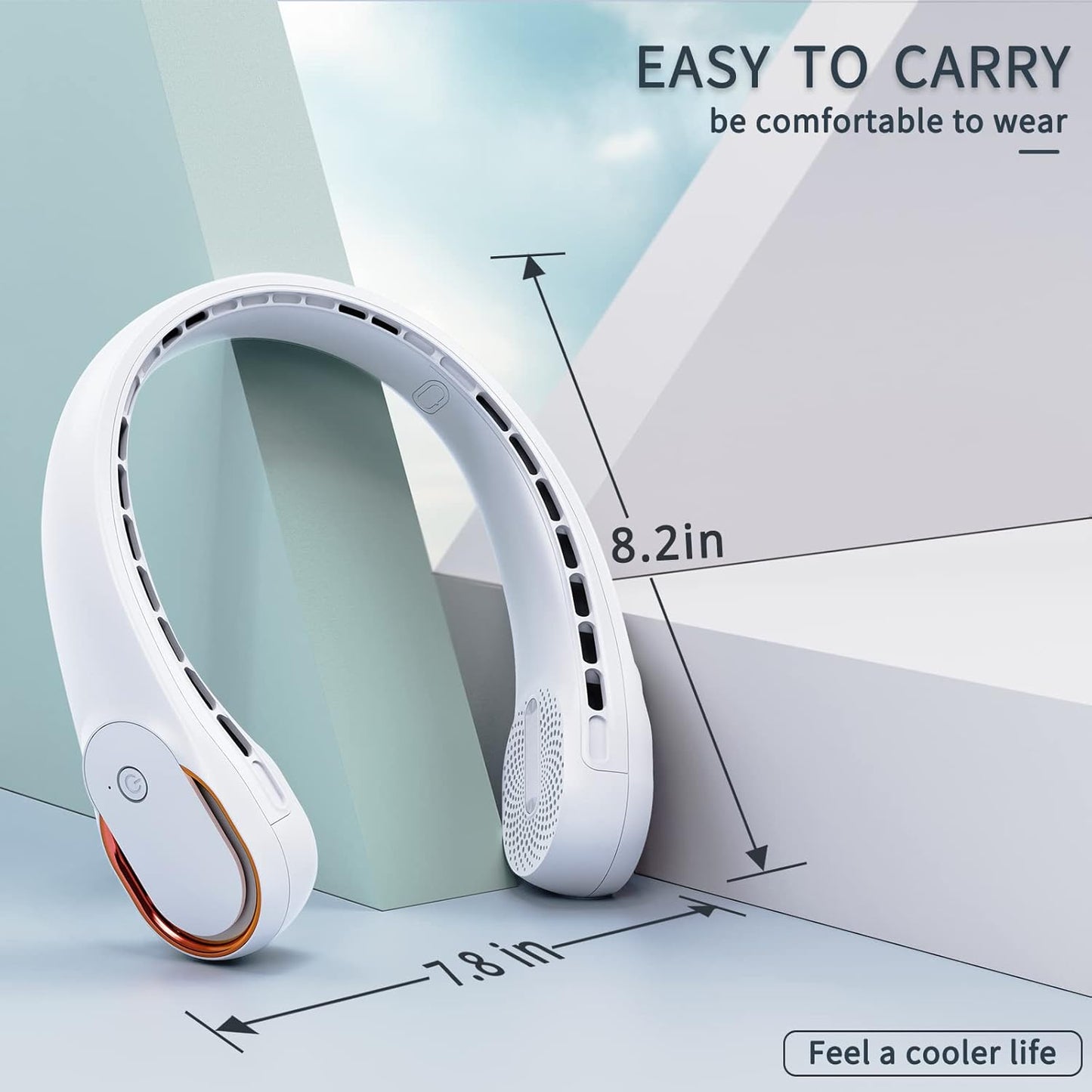 Portable Neck Fan, Bladeless Neck Fan, USB Rechargeable Personal Fan, 4000 mAh Battery Operated Fan, 3 Speeds Adjustable,Faster Cooling, Ultra Quiet, Suitable for Home, Office, Sports