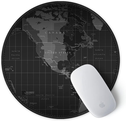 ITNRSIIET Round Mouse Pad with Stitched Edge Premium-Textured Waterproof Non-Slip Rubber Base Desktop Protection Mat Diameter 8.7 inches, Map