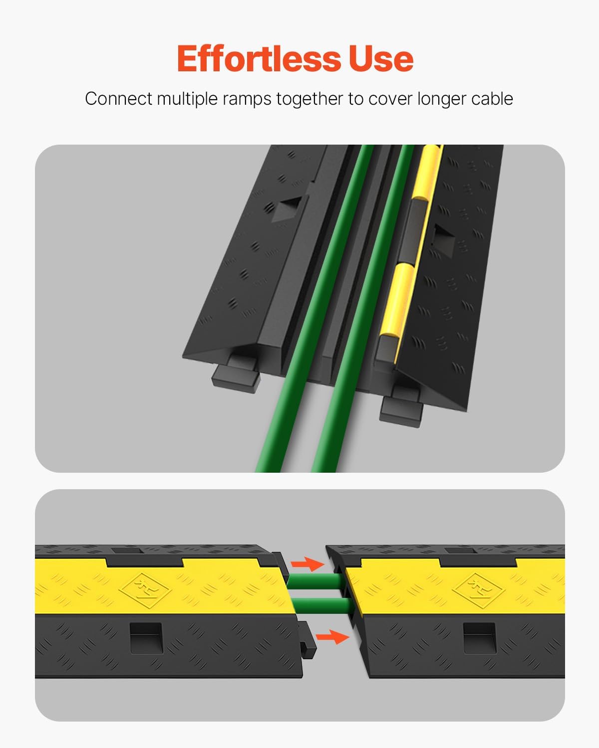 Happybuy 3 Pack of 2 Channel 11000lbs per Axle Capacity Protective Wire Cord Ramp Driveway Rubber Traffic Speed Bumps Cable Protector