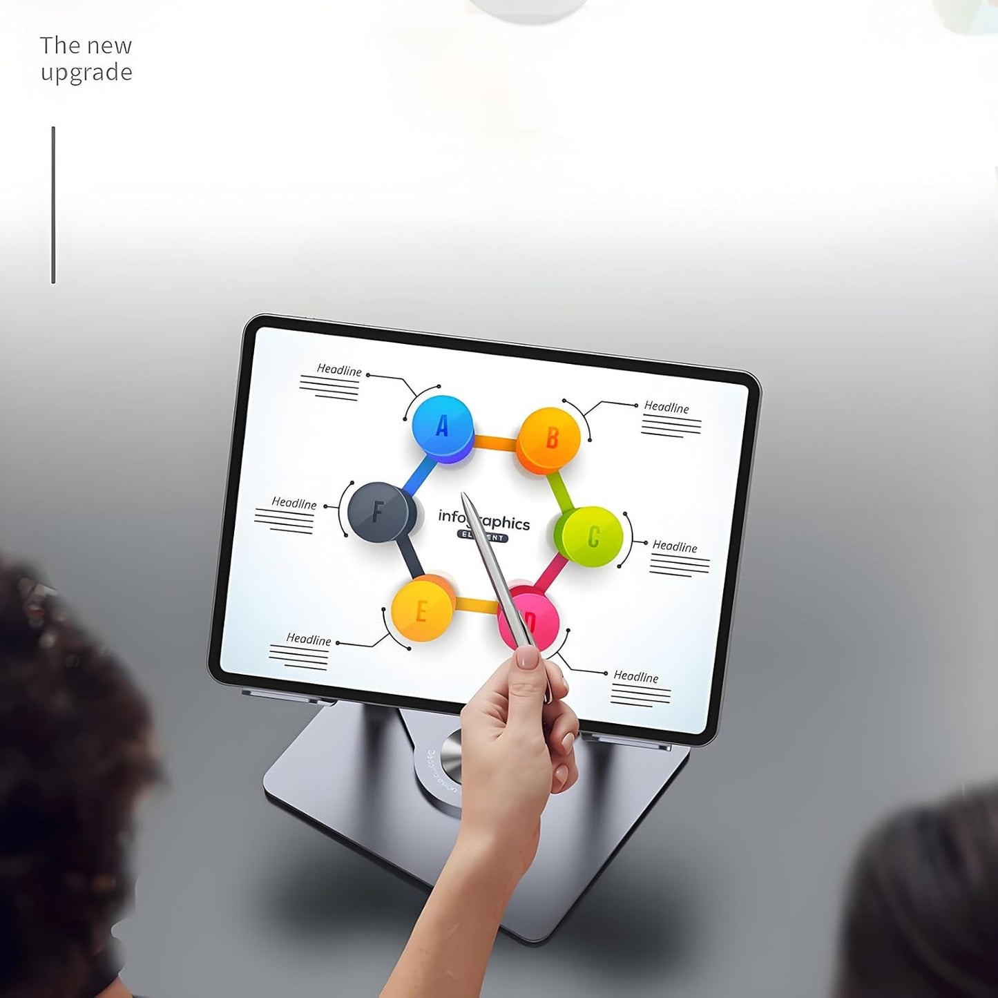 360° Rotating Tablet Stand - Adjustable iPad Tablet Holder for Desk, Foldable iPad Swivel Stand for Home & Office (Slate Gray)