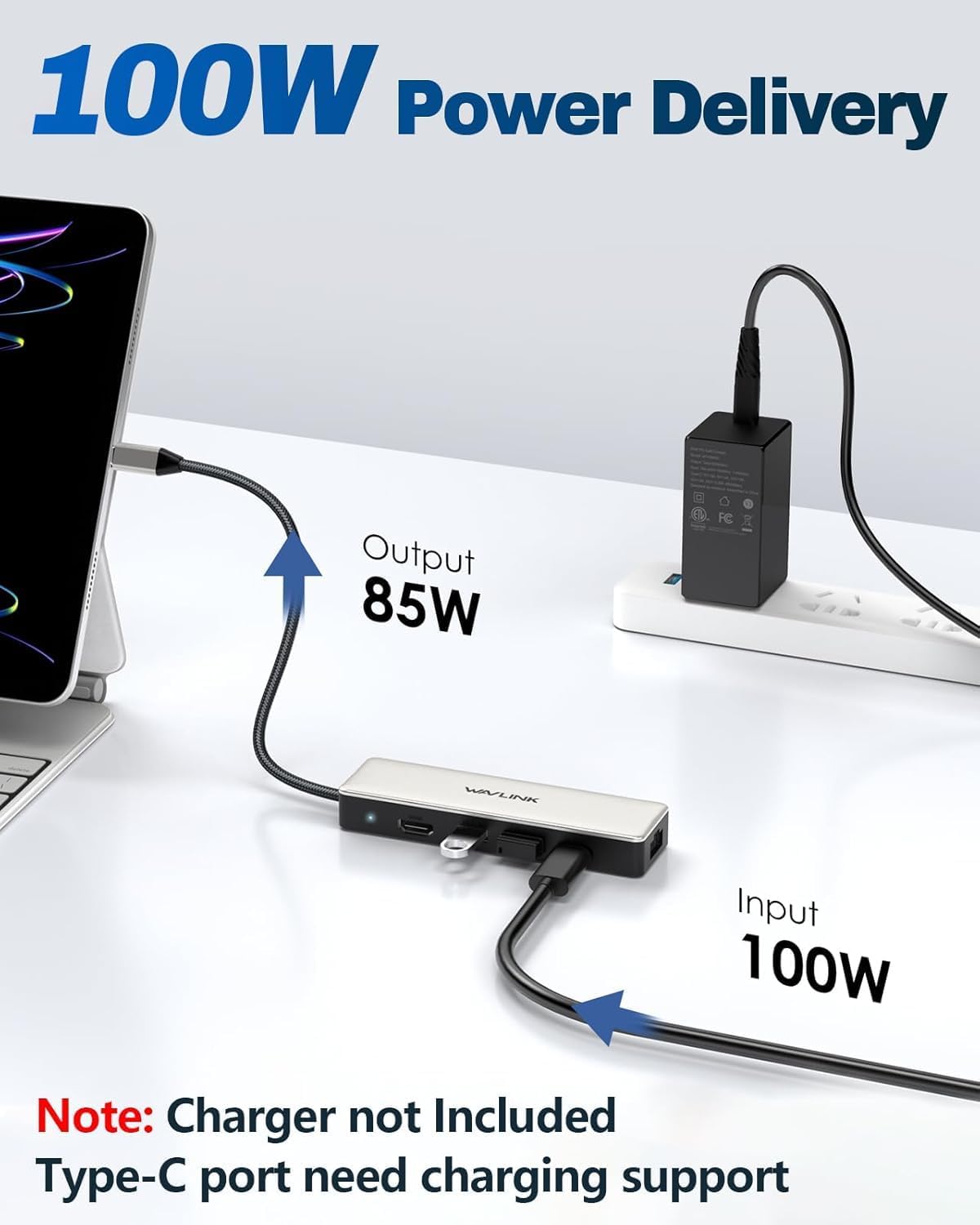 USB C Hub 2.5G Ethernet, WAVLINK 10Gbps USB C 3.2 Hub with 100W Power Delivery, 4K@120Hz HDMI 2.1, 3*USB3.2 Gen 2, 2.5G RJ45 Ports, Fit for MacBook Pro/Air iPad Dell HP Lenovo Asus Acer