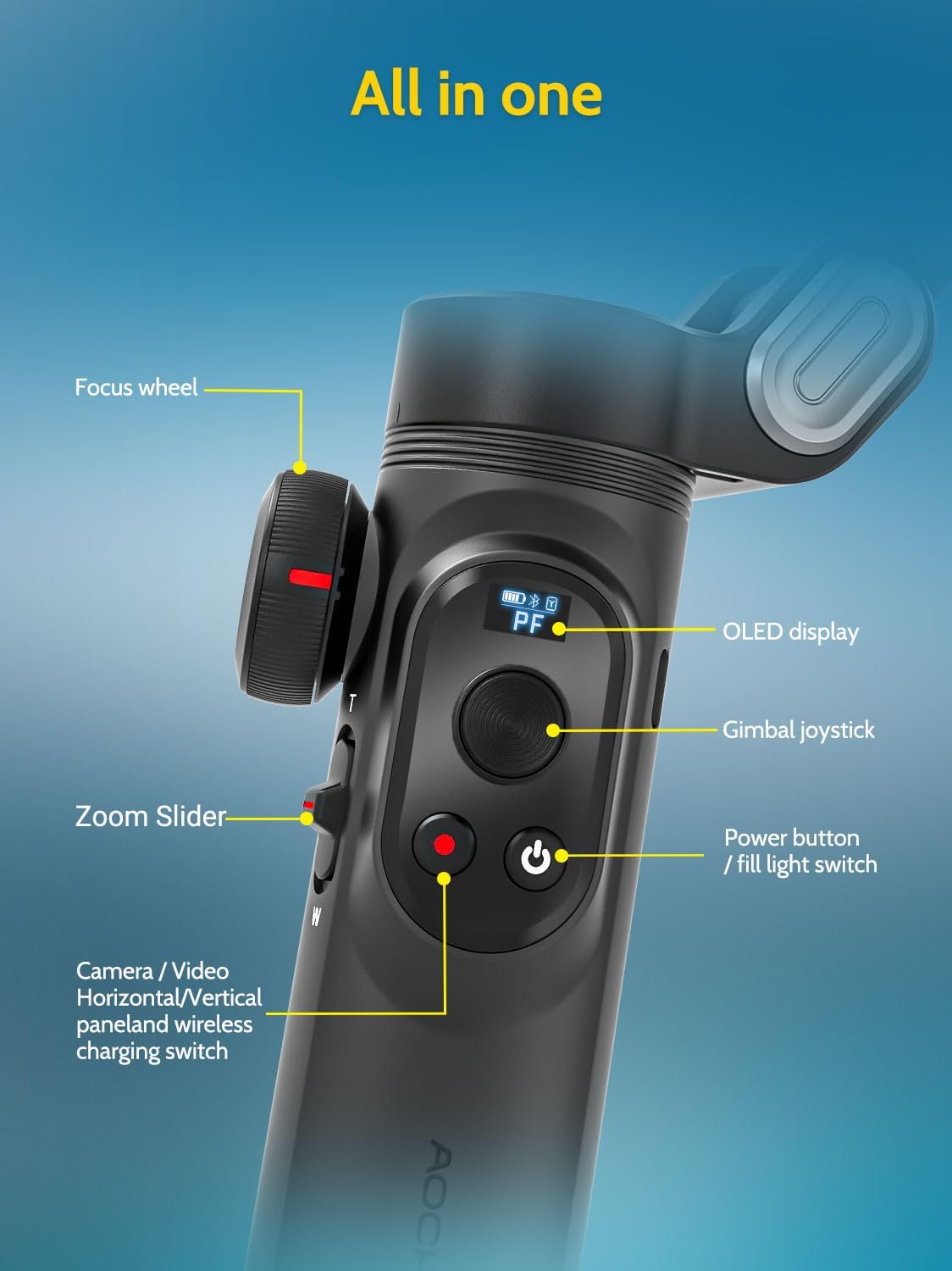 Gimbal Stabilizer for Smartphone with Wireless Charging iPhone Gimbal for iPhone 15 Pro Max/Android Foldable 3-Axis Handheld Phone Stabilizer for Video Recording Face Tracking-Smart X Pro