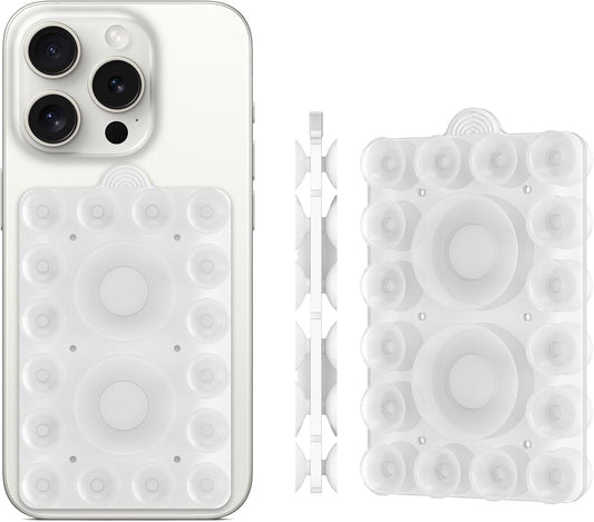 Silicone Suction Phone Holder Mount,Silicon Adhesive Phone Accessory for iPhone and Android, Hands-Free Mirror Shower Phone Holder,TikTok Videos and Selfies (Transparent 2Pack, Double Sided)