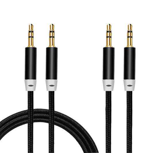 3.5mm Nylon Braided Stereo Audio Cable,(3 Pack) 4.9ft/1.5m Male to Male Aux Cord Audio Cord Compatible iPhones, iPads and Other 3.5mm DC Plug Port Device (Black)