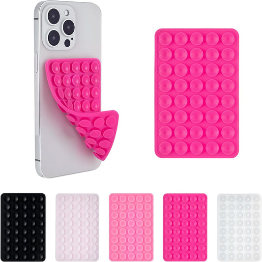 2 Pack Silicone Double-Sided Suction Grip – 40 Cups per Side, Strong Hold for iPhone, Galaxy, Pixel, Android – Hands-Free for Selfies & Videos (Rose Red)
