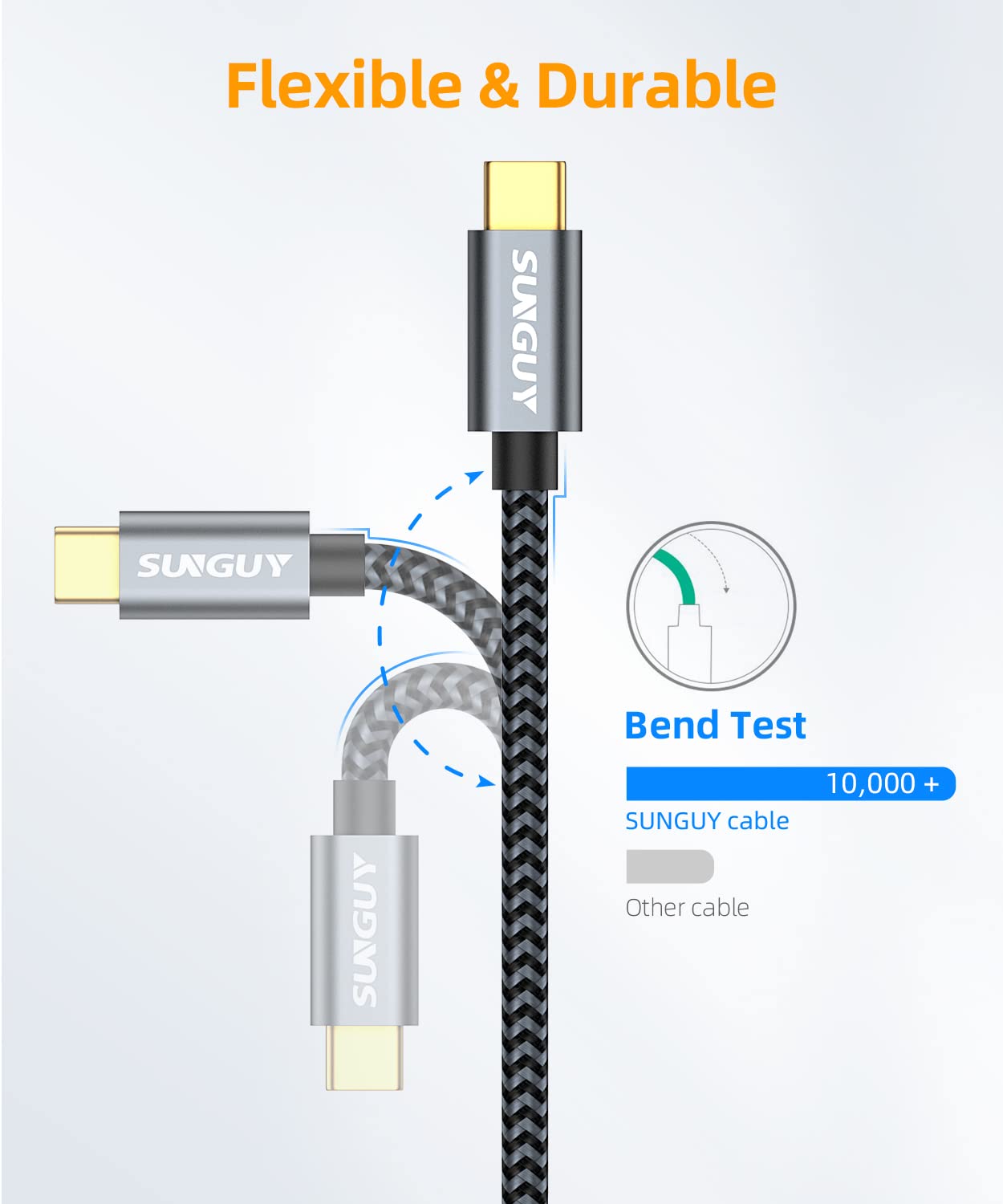 SUNGUY 10Gbps Micro B to USB C Hard Drive Cable 1FT, USB 3.1 USB C to Micro B, High-Speed External Hard Drive USB C Cable for iPhone 16 15 Pro/Pro Max, MacBook Pro/Air, WD Toshiba Westgate Seagate