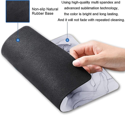 Mouse Pad, Cute Personalized Mouse Pads with Marble Design, Square Washable Cloth Mouse Mat, Gaming Office Home Non-Slip Rubber Base Computer Mousepad, Black Grey Gold Marble