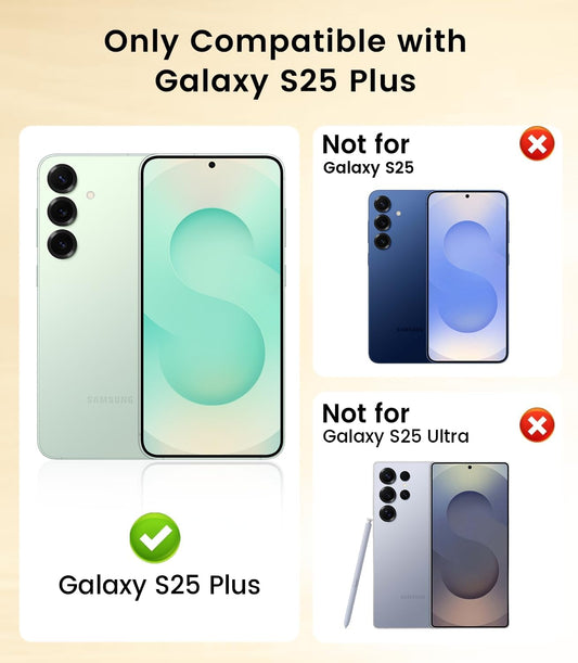 Slim Thin for Samsung Galaxy S25 Plus Case, Compatible with MagSafe, Built-in Camera Lens Protector, Shockproof Protective Phone Case, Soft Electroplated Clear Cover, Gold