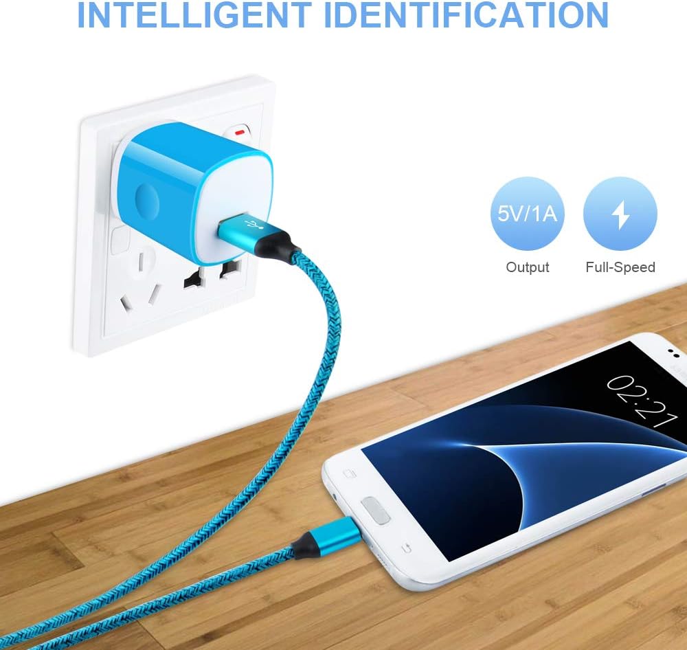 Single Port Wall Charger with USB Cord for Android Phone Compatible for Samsung Galaxy S7/S6 Edge /A10/J7 Prime / J7 v /J7 Sky Pro, Moto E6/E5 Plus/E5 Play/G5S Plus/E4/X/G, LG K10/K20/K30/V10/G3/G2/Q6