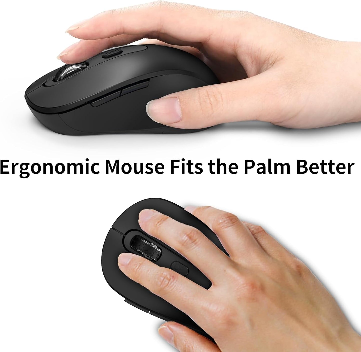 Wireless Mouse for Laptop, PC, Chromebook, Mac, MacBook, Silent Wireless Mouse with USB Nano Receiver, Side Button, 2400 DPI, Anti Slip Roller, 6 Button Ergonomics Cordless Computer Mice - Black