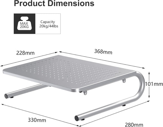 suptek Monitor Stand Riser, Laptop Holder Printer Riser Desk Accessories, Vented Metal Platform and 4 inches Height Underneath Storage for Office Supplies (MST004S-2), 2 Pack, Silver