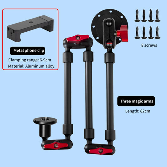 Super Upgraded Magic Arm with LED, 82cm Length, Phone Wall Mount Holder Bracket, Desk Mount, Phone Clip and Camera Clamp(Metal Base +82cm arms+Metal Clip