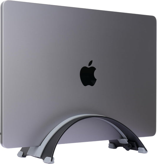 Adjustable Vertical Laptop Stand - 6061 Aluminum, CNC Precision, Anodized Finish, Fits All Laptops Including 17-inch, Ventilated Design, Anti-Slip Silicone Pads, ARC Shaped Stands
