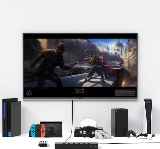 Y.D.F 3 Way HDMI 2.0 Switcher + 2 RCA to HDMI Converter(2 in 1) 2 Way AV Composite CVBS Switch to HDMI Adapter Support 4:3/16:9 Switching for N64 NGC Wii Xbox PS2/3/4/5 Xbox Series/ONE Switch