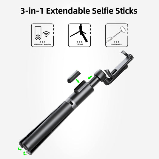 Selfie Stick Tripod for iPhone, Cell Phone Stand for Recording with Wireless Remote, Lightweight Tripod Stand for iPhone 13/12/12 Pro/12 Pro Max/11/11 Pro/X/XR/XS/8/7/6S,Android Samsung Smartphone