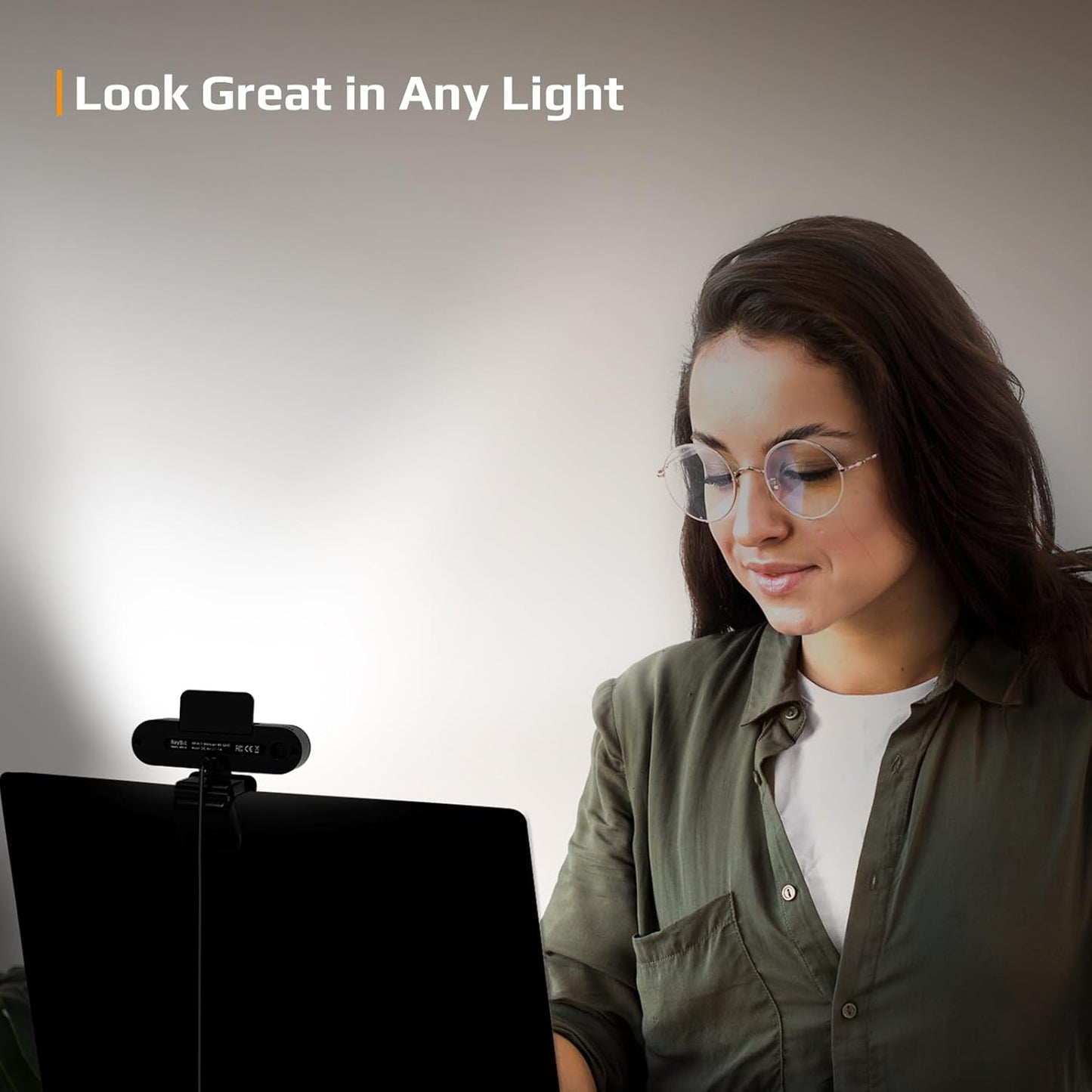 5-in-1 Design 4K Webcam with Speaker and Microphone, Built-in Light, Privacy Cover, AI Auto-Framing Cam, Computer USB C Web Camera for PC, Desktop, Laptop, Mac, Streaming, Video Conference