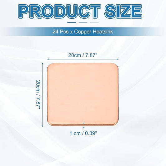PATIKIL Copper Heatsink Pad Shims, 24 Pcs 20x20x1mm Copper Pad Shim IC Chipset GPU CPU Thermal Heatsink for Cooling Laptop Desktop Computer