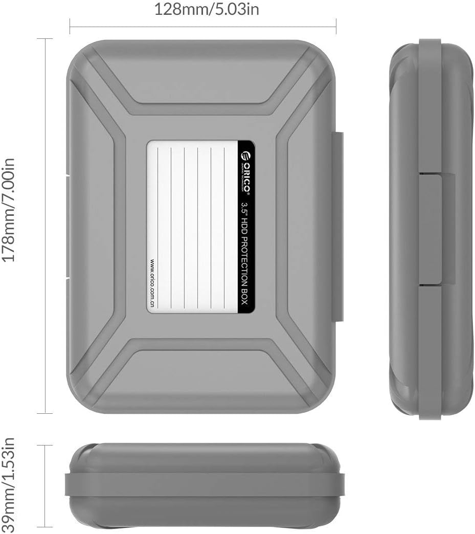 ORICO External Hard Drive Case for 3.5 Inch HDD/SSD 5 Packs Portable Hard Drive Carrying Protective Storage Box Anti-Static and Shockproof -PHX5S