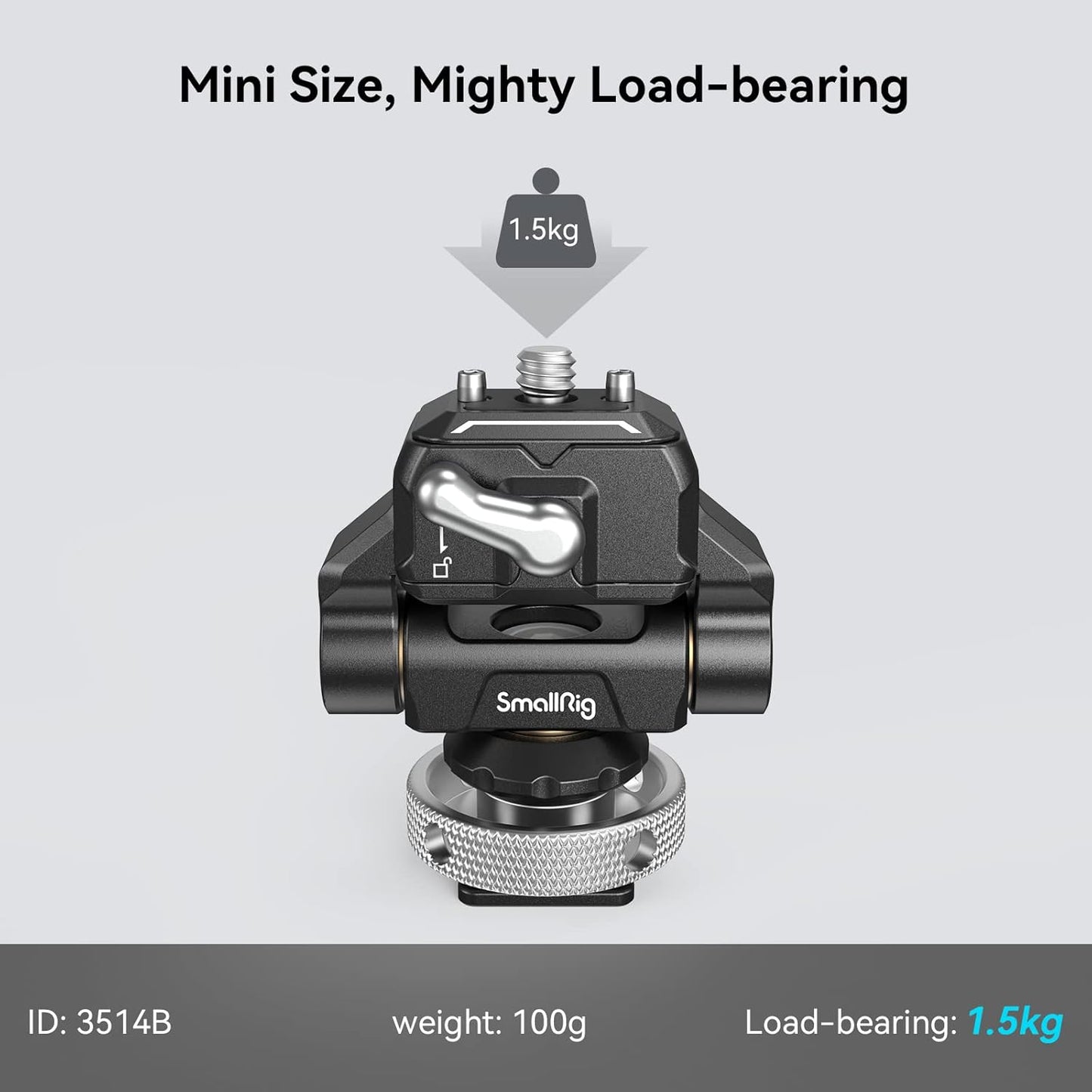 SmallRig Quick Release Camera Monitor Mount with Cold Shoe, Supports Swivel 360° and Tilt 170° Adjustable, Drop-in HawkLock Camera Hot Cold Shoe Monitor Holder for 5" & 7" Monitor - 3514C