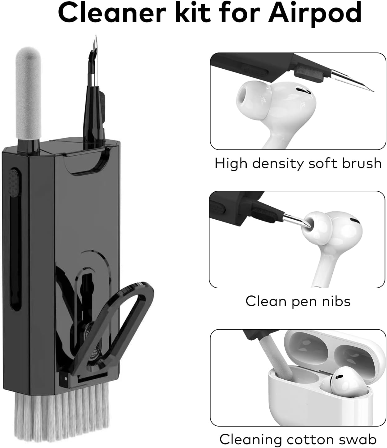 8 in 1 Electronic Cleaning kit - Keyboard Cleaner, Keyboard Cleaning Kit, Laptop Cleaner, Laptop Cleaning Kit, Electronic Cleaner Kit for Airpods Pro/Laptop/Phone(Give Away a Flannel Cloth) Black