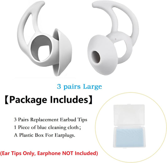 3 Pairs Earbuds Replacement Tips Large,Silver Earbud Tips ,Silicone Eartips Compatible with Bose QuietComfort and Sport Earphones