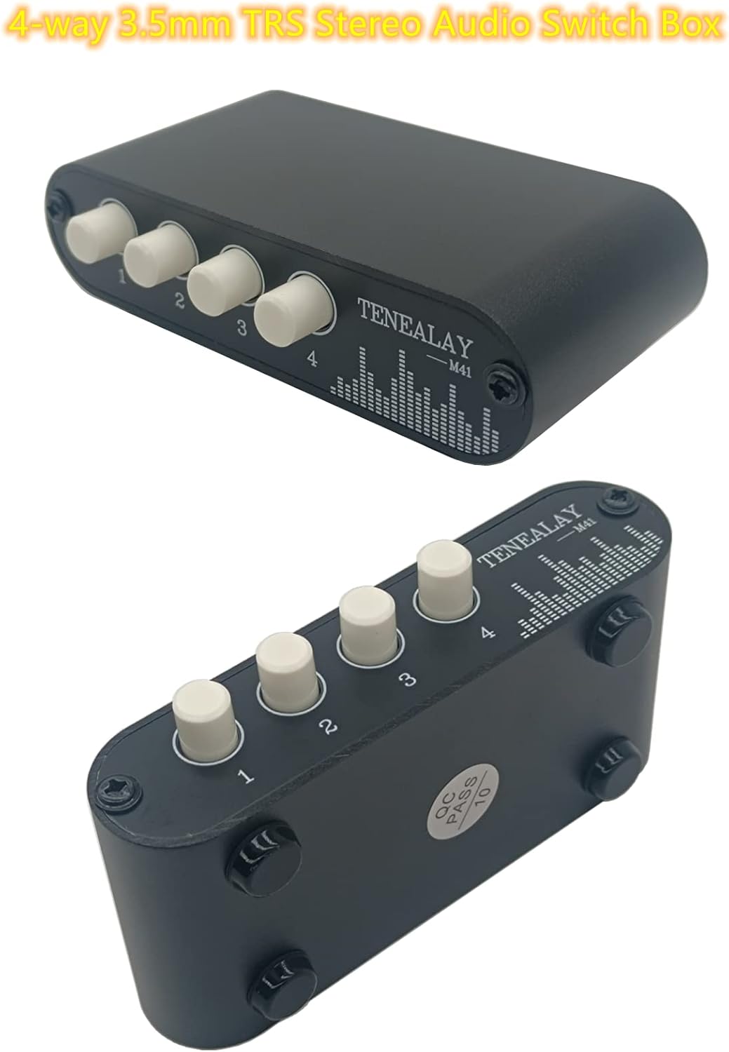 4 in 1 Out / 1 in 4 Out AUX 3.5mm Stereo Audio Input Signal Source Switcher, 4-Way Switch Selector Splitter Box M41