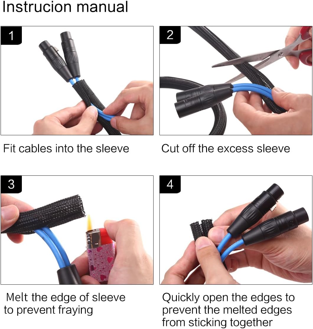 Alex Tech 10ft - 1 inch Cord Protector Wire Loom Tubing Cable Sleeve Split Sleeving For USB Cable Power Cord Audio Video Cable – Protect Cat From Chewing Cords - Black