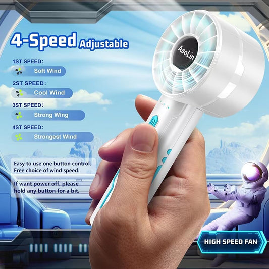 2PCS Portable High-Speed Mini Handheld Fan, USB Rechargeable Neck Personal Mini Fan(7000 Rpm High-Speed Motor, Lasts 4-16 Hours) 4-Speed Powerful Wind Fans For Summer Outdoor Traveling, Gifts For Kids