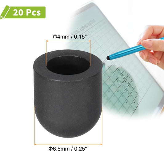 MECCANIXITY 20Pcs Replacement Stylus Pen Tips 6.5mm Conductive Capacitive Touch Screen Pens Tips Silicone Rubber, Black