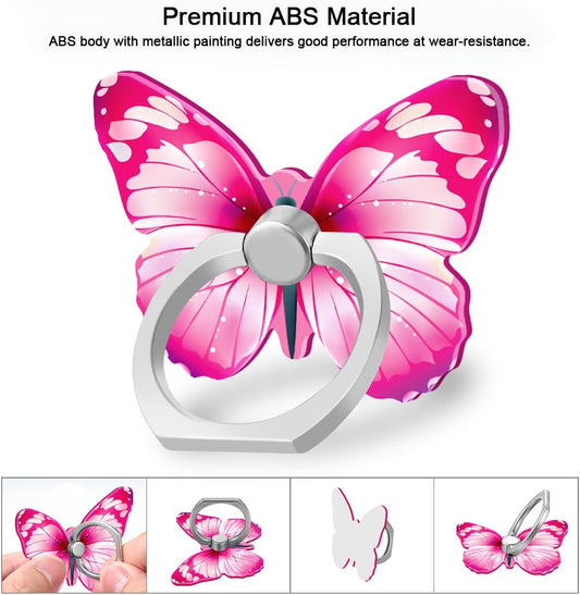 Bonoma Cute Butterflies Phone Ring Holder, 3 Pack Universal Finger Ring Stand Grip Kickstand Ring, 360° Rotation Universal Stylish Stand Compatible with All Smartphones