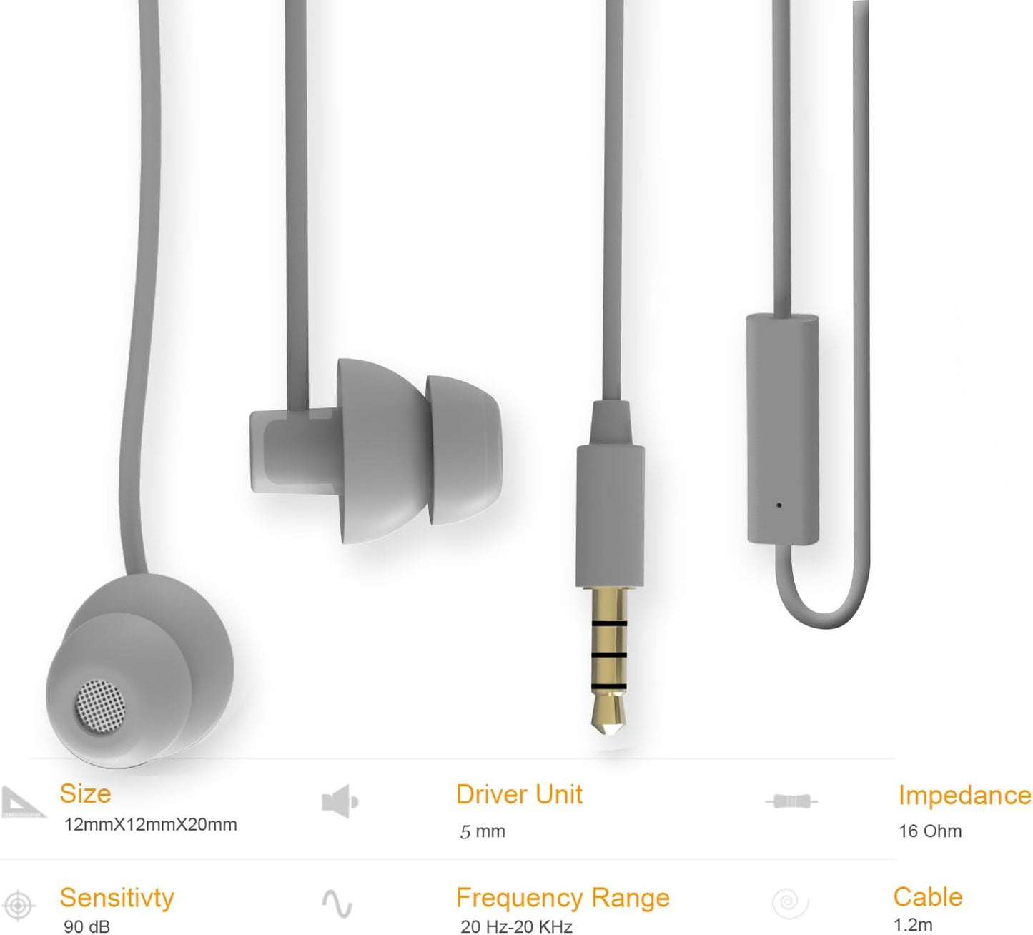 MAXROCK Sleeping Headphones, in-Ear Soundproof Earplug Soft Earbuds with Mic Noise Cancelling Sleep Earphones Earpods for Side Sleeper, Insomnia, Snoring, Air Travel, Bedtime Listening… (Gray)