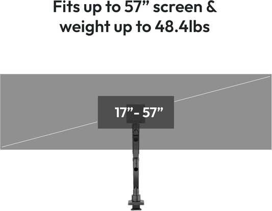 Pixio PS2S Titan Black Ultrawide Mega Heavy-Duty Premium Single Monitor Arm Stand fits up to 57 inch Monitors Holds up to 59.4lbs VESA Compatible Integrated Cable Management