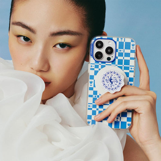 PopSockets Phone Grip for MagSafe with Kickstand, Magnetic Stand, Swappable Top, Secure Hold for iPhone MagSafe Cases, Phone & Tablet Grip - Peacock Saucer