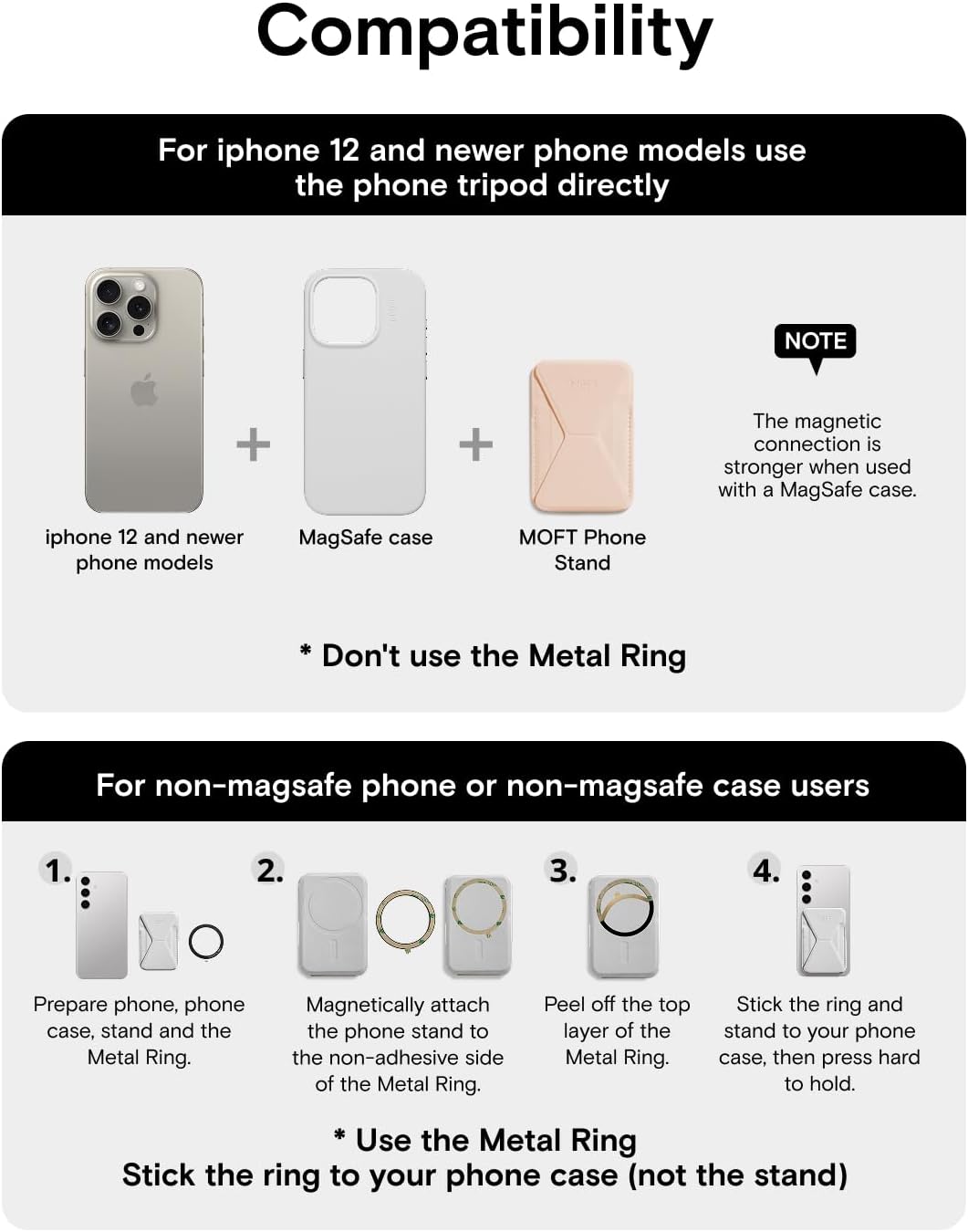 MOFT Magnetic Wallet Stand Compatible with iPhone 16/15/14/13/12 Series, Angle Adjustment & Magsafe Compatible MOVAS Phone Stand, Peach pink