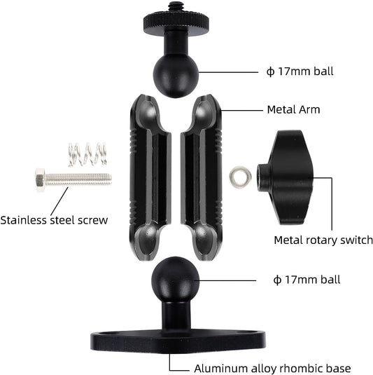 xik Metal 1/4"-20 Mount with Drill Plate Base for Monitors, Action Camera,CCTV Cameras, Camcorders, 360° Rotation Adjustable Camera Mount for Installation on Car Dashboard, Ceiling, and Walls