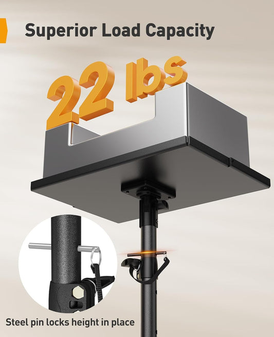Perlegear Projector Stand Tripod, 21" to 45" Height Adjustable Laptop Stand, Portable Tall Projector Stand 90°Tilt with Spikes for Outdoor Movies, Camping, Office, Home, Stage, or Studio, DJ Rack