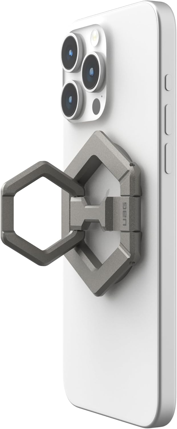 URBAN ARMOR GEAR UAG Magnetic Phone Ring Stand Compatible with MagSafe Magnet, Removable Metal Finger Ring Grip & 360 Rotation Adjustable Kickstand for iPhone 16/15, Galaxy S25, S24, Titanium