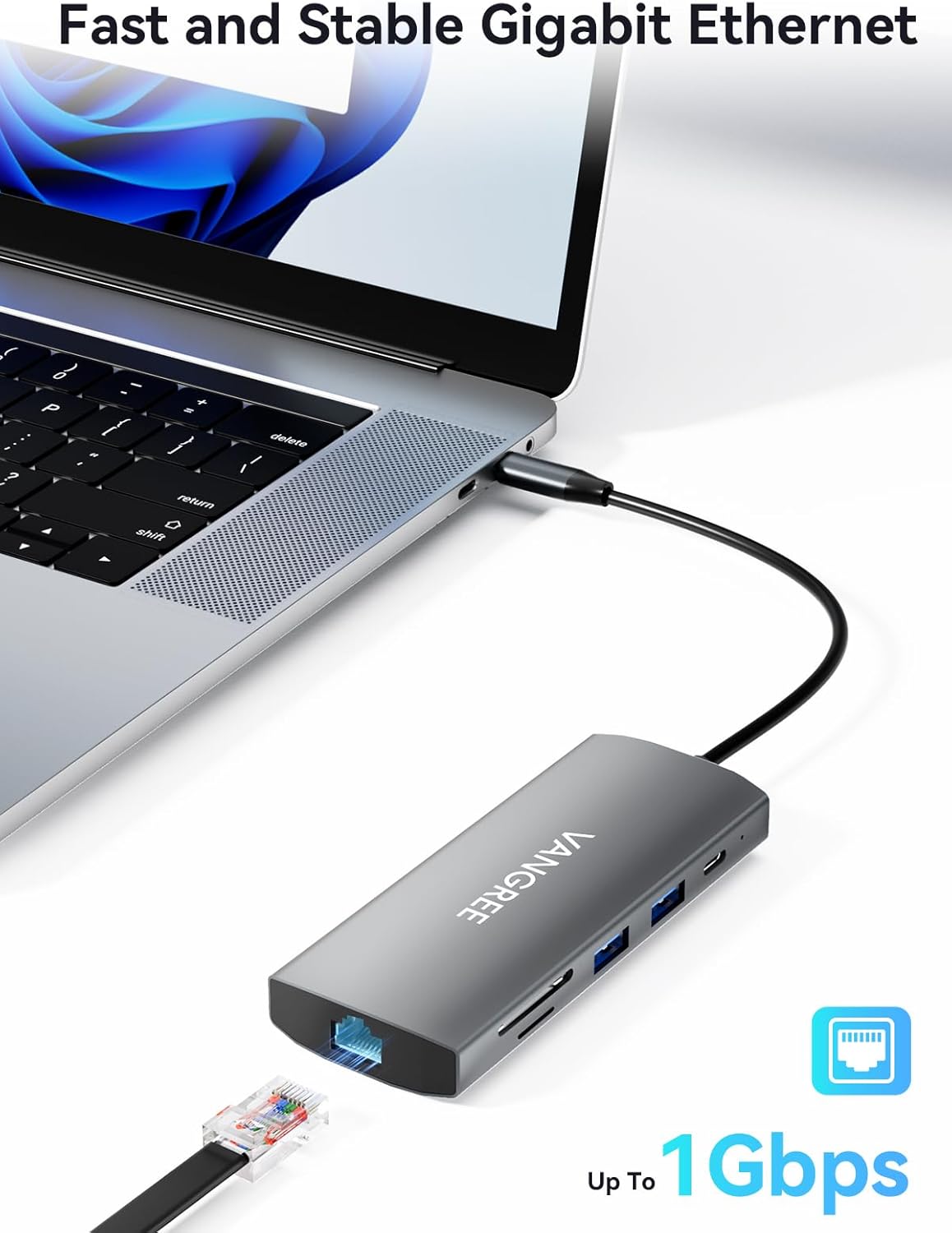 USB C Hub with Dual 4K@60Hz Displayports, 2 USB-A & 2 USBC 3.2 10Gbps Ports, 1Gbps Ethernet, 100W PD, SD/TF, USB C Splitter Docking Station for MacBook Pro/Air, iMac, iPad Pro, XPS, Thinkpad,Surface