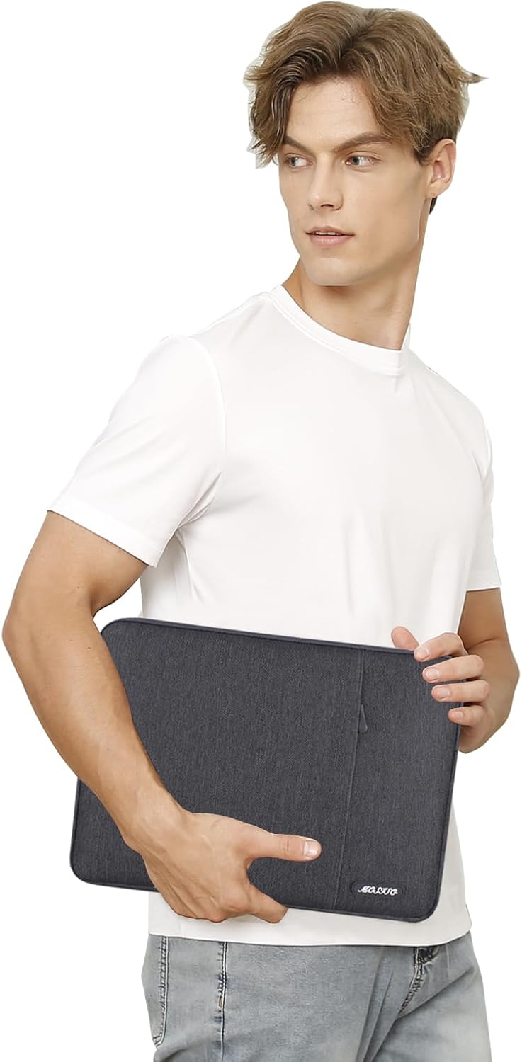 MOSISO Laptop Case 13.3 inch, 13-13.3 inch Laptop Sleeve Compatible with MacBook Air/Pro 13 / Pro 14, HP Dell ASUS Lenovo Notebook, Polyester Vertical Computer Sleeve Bag with Pocket, Space Gray