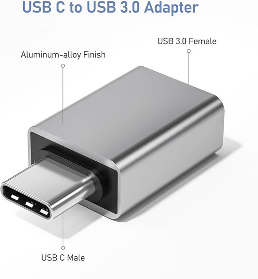 Basesailor USB C to USB Adapter 3Pack,USBC Male to USBA 3.0 Female Adapter,Type C Thunderbolt 4 OTG Converter for Apple MacBook Pro,Mac Book,iPad,Microsoft Surface Go,Samsung Galaxy S25 S24,iPhone 17